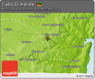 Physical 3D Map of Cabo Dimande