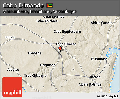 Shaded Relief 3D Map of Cabo Dimande