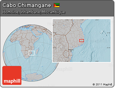Gray Location Map of Cabo Chimangane, hill shading