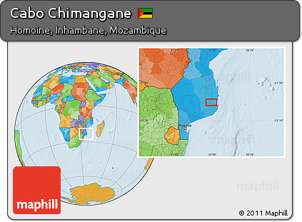 Political Location Map of Cabo Chimangane