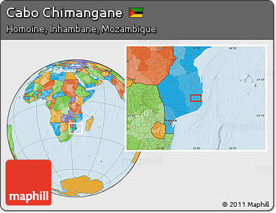 Political Location Map of Cabo Chimangane