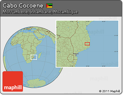 Savanna Style Location Map of Cabo Cocoene