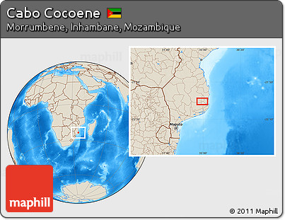 Shaded Relief Location Map of Cabo Cocoene