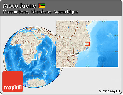 Shaded Relief Location Map of Mocoduene
