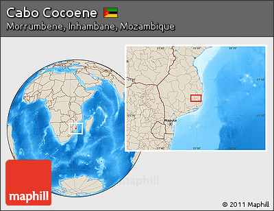Shaded Relief Location Map of Cabo Cocoene