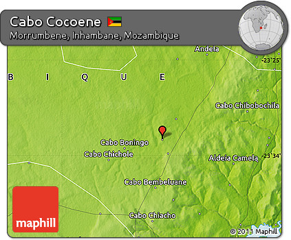 Physical Map of Cabo Cocoene