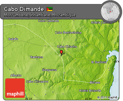 Physical Map of Cabo Dimande