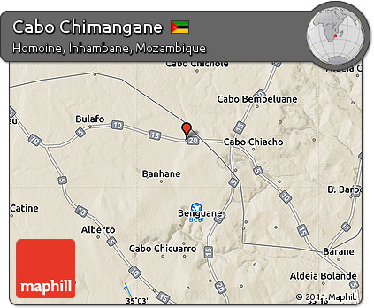 Shaded Relief Map of Cabo Chimangane