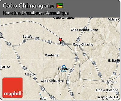 Shaded Relief Map of Cabo Chimangane