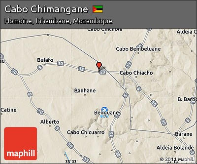Shaded Relief Map of Cabo Chimangane