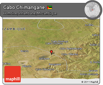 Satellite Panoramic Map of Cabo Chimangane