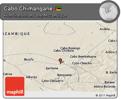 Shaded Relief Panoramic Map of Cabo Chimangane