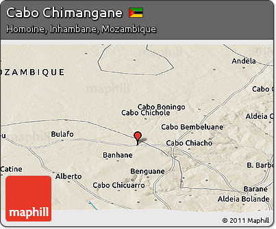 Shaded Relief Panoramic Map of Cabo Chimangane