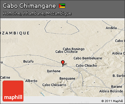 Shaded Relief Panoramic Map of Cabo Chimangane