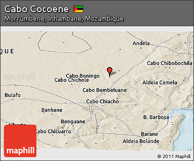 Shaded Relief Panoramic Map of Cabo Cocoene