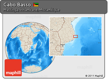 Shaded Relief Location Map of Cabo Basso