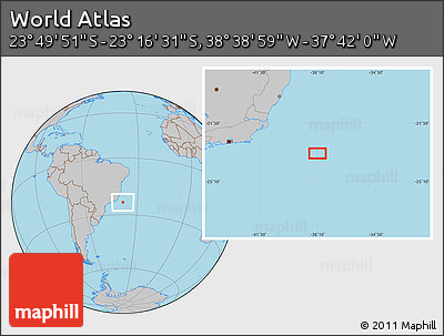 Gray Location Map of the Area around 23° 33' 11" S, 38° 10' 29" W