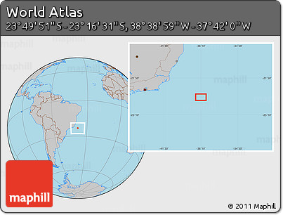 Gray Location Map of the Area around 23° 33' 11" S, 38° 10' 29" W
