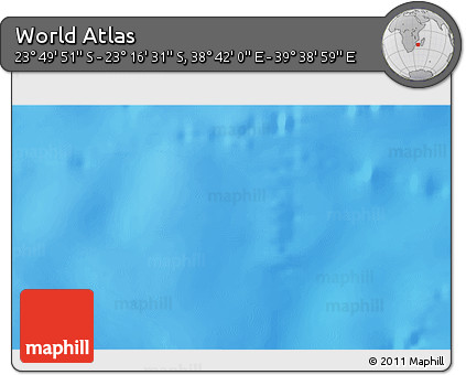 Physical 3D Map of the Area around 23° 33' 11" S, 39° 10' 29" E