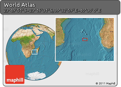 Satellite Location Map of the Area around 23° 33' 11" S, 40° 1' 29" E