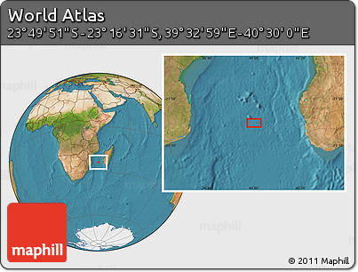 Satellite Location Map of the Area around 23° 33' 11" S, 40° 1' 29" E