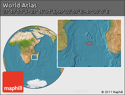 Satellite Location Map of the Area around 23° 33' 11" S, 40° 1' 29" E