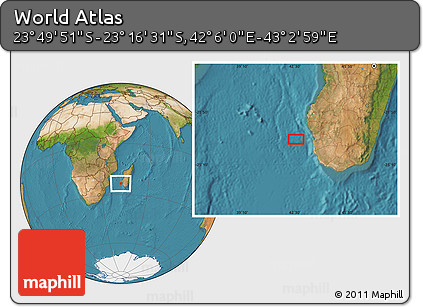 Satellite Location Map of the Area around 23° 33' 11" S, 42° 34' 30" E