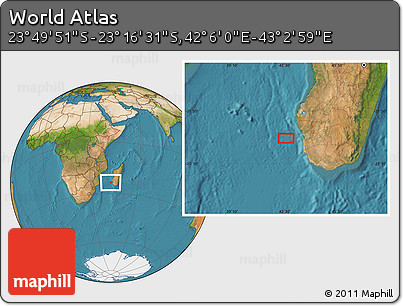 Satellite Location Map of the Area around 23° 33' 11" S, 42° 34' 30" E