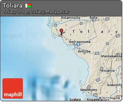 Shaded Relief Map of Toliara