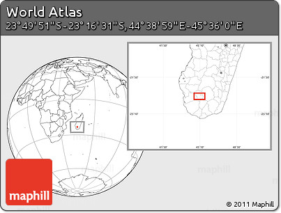 Blank Location Map of the Area around 23° 33' 11" S, 45° 7' 30" E