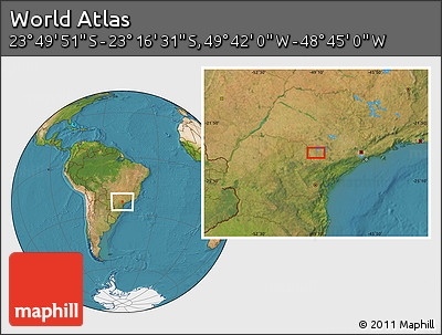 Satellite Location Map of the Area around 23° 33' 11" S, 49° 13' 30" W