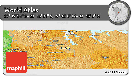 Political Panoramic Map of the Area around 23° 33' 11" S, 49° 13' 30" W