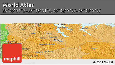 Political Panoramic Map of the Area around 23° 33' 11" S, 49° 13' 30" W