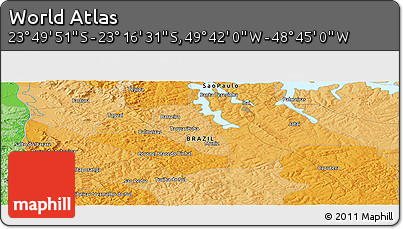 Political Panoramic Map of the Area around 23° 33' 11" S, 49° 13' 30" W