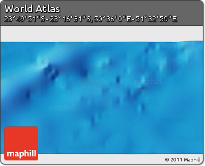 Physical 3D Map of the Area around 23° 33' 11" S, 51° 4' 30" E