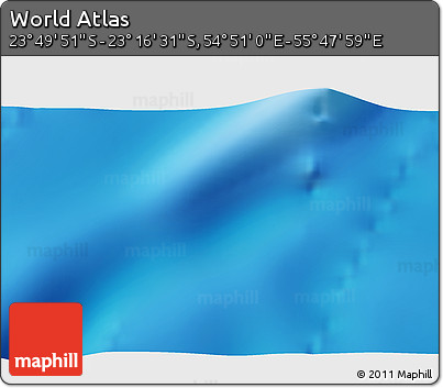 Physical 3D Map of the Area around 23° 33' 11" S, 55° 19' 30" E