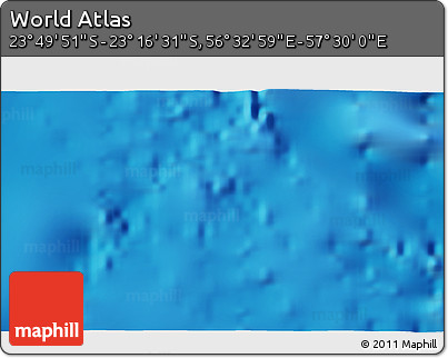 Physical 3D Map of the Area around 23° 33' 11" S, 57° 1' 29" E