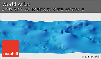 Physical Panoramic Map of the Area around 23° 33' 11" S, 59° 34' 30" E