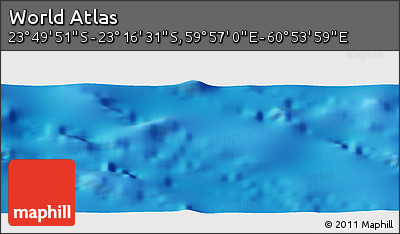Physical Panoramic Map of the Area around 23° 33' 11" S, 60° 25' 29" E