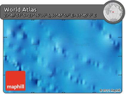 Physical Map of the Area around 23° 33' 11" S, 61° 16' 29" E