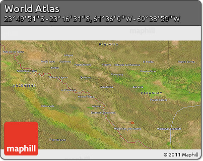 Satellite 3D Map of the Area around 23° 33' 11" S, 61° 7' 30" W