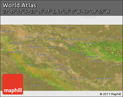 Satellite 3D Map of the Area around 23° 33' 11" S, 61° 7' 30" W