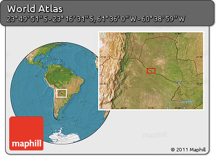 Satellite Location Map of the Area around 23° 33' 11" S, 61° 7' 30" W