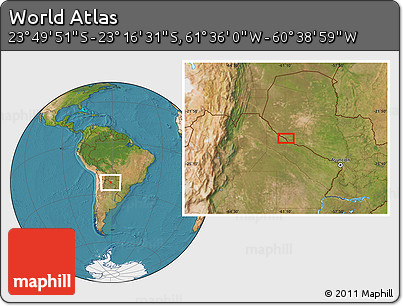 Satellite Location Map of the Area around 23° 33' 11" S, 61° 7' 30" W