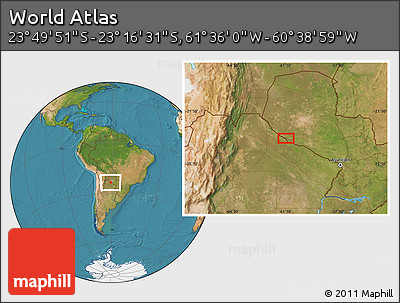 Satellite Location Map of the Area around 23° 33' 11" S, 61° 7' 30" W