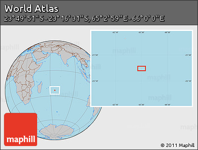Gray Location Map of the Area around 23° 33' 11" S, 65° 31' 30" E