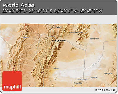 Satellite 3D Map of the Area around 23° 33' 11" S, 66° 13' 29" W