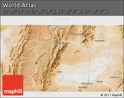 Satellite 3D Map of the Area around 23° 33' 11" S, 66° 13' 29" W