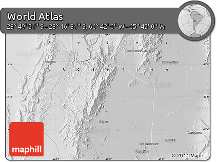 Physical Map of the Area around 23° 33' 11" S, 66° 13' 29" W