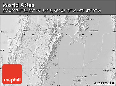 Physical Map of the Area around 23° 33' 11" S, 66° 13' 29" W